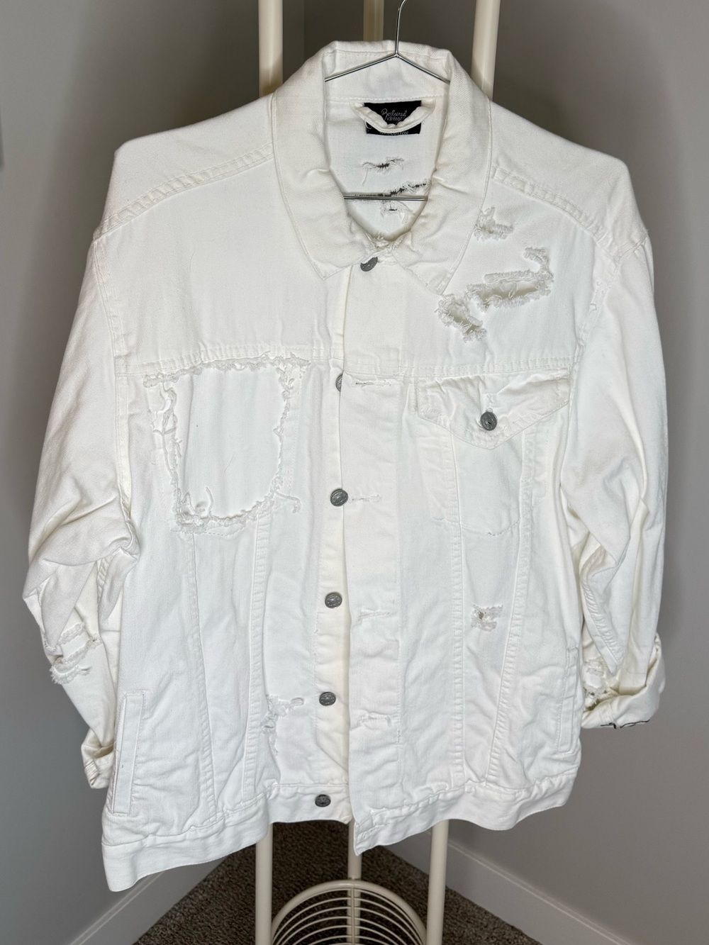 Reclaimed Vintage White Distressed Denim Jacket